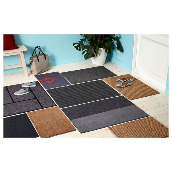 OPLEV door mat, in/outdoor grey, 50x80 cm