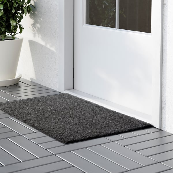OPLEV door mat, in/outdoor grey, 50x80 cm