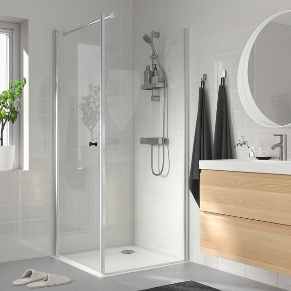 OPPEJEN / FOTINGEN corner shower with tray, 90x90x205 cm