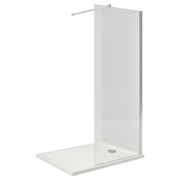 OPPEJEN / FOTINGEN walk-in shower w screen and tray, 90x120x203 cm