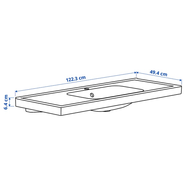 ORRSJÖN - Washbasin with siphon, white,122x49 cm