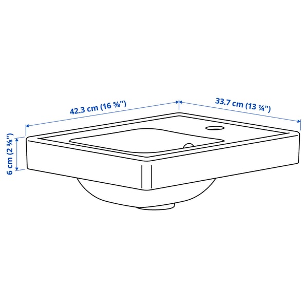 ORRSJÖN wash-basin with water trap, white, 42x34 cm