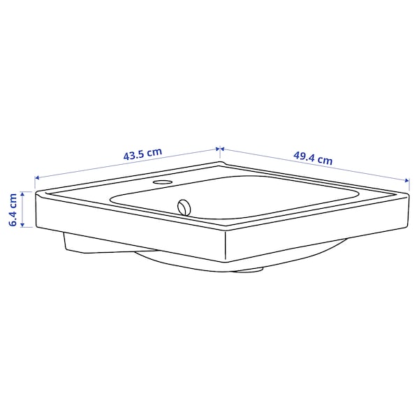 ORRSJÖN wash-basin with water trap, white, 44x49 cm