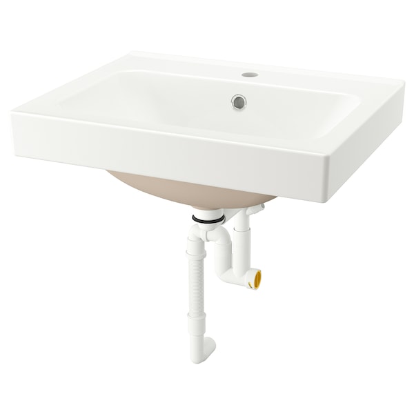 ORRSJÖN - Deep wash-basin with water trap, white, 62x49 cm