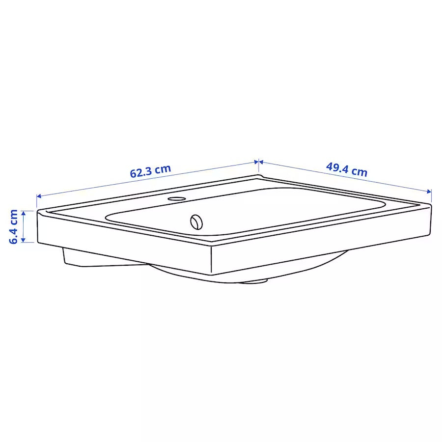 ORRSJÖN Wash-basin, white, 62x49 cm