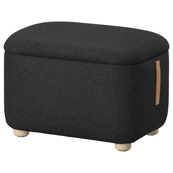 OSKARSHAMN footstool with storage, Gunnared black-grey, 57x40 cm