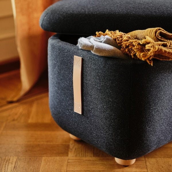 Ikea OSKARSHAMN - Footstool with storage, Gunnared black-grey