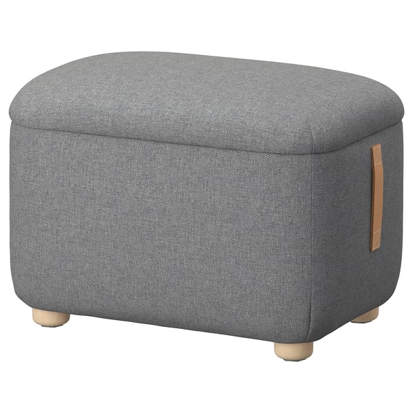 OSKARSHAMN footstool with storage, Tibbleby beige/grey, 57x40 cm