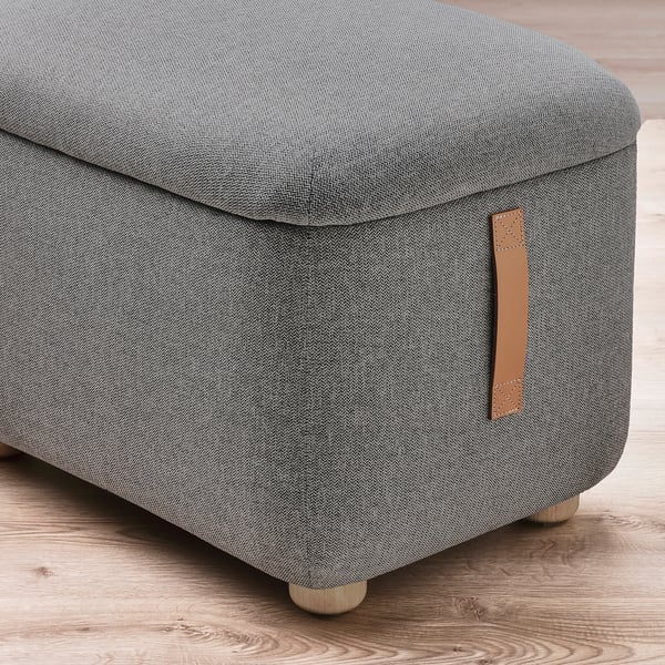 OSKARSHAMN footstool with storage, Tibbleby beige/grey, 57x40 cm