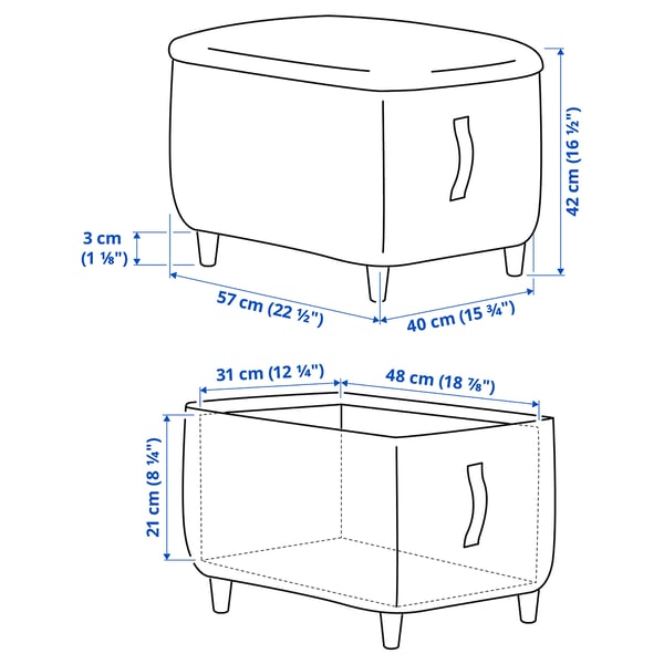 OSKARSHAMN - Footstool with storage, Tibbleby beige/grey ,