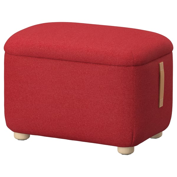 OSKARSHAMN footstool with storage, Tonerud red, 57x40 cm