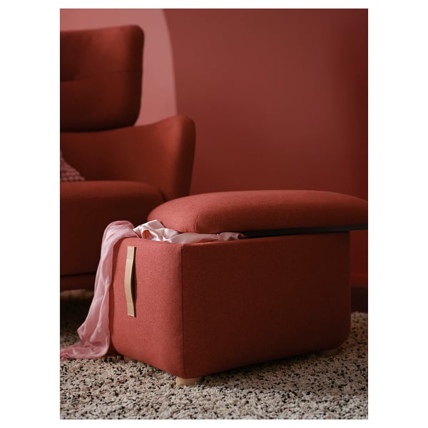 OSKARSHAMN footstool with storage, Tonerud red, 57x40 cm