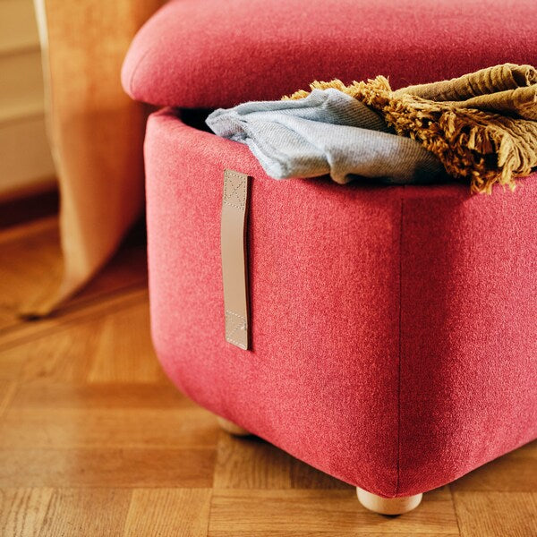 OSKARSHAMN - Footstool with storage, Tonerud red