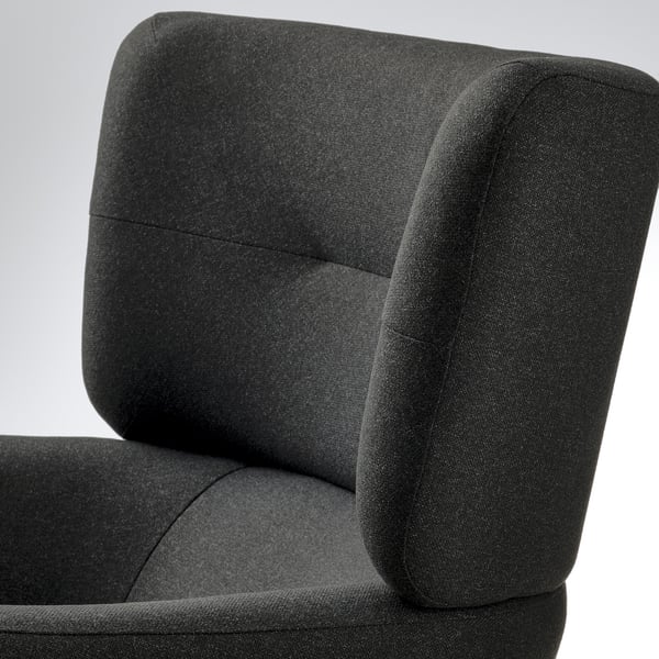 OSKARSHAMN wing chair with footstool, Gunnared black/grey