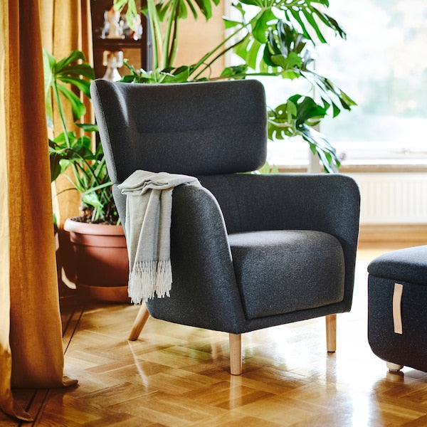 OSKARSHAMN - Armchair, Gunnared black-grey ,