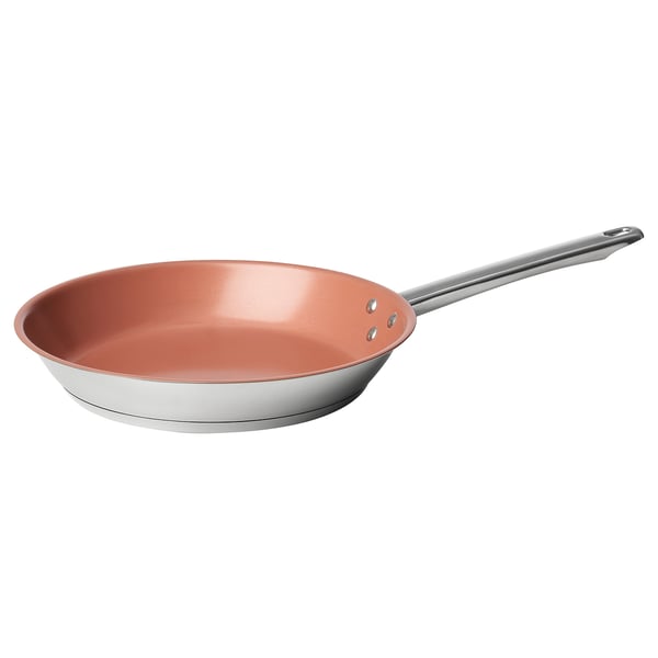 OUMBÄRLIG frying pan, non-stick coating/stainless steel copper-colour, 28 cm