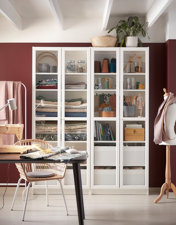 OXBERG glass door, white, 40x192 cm