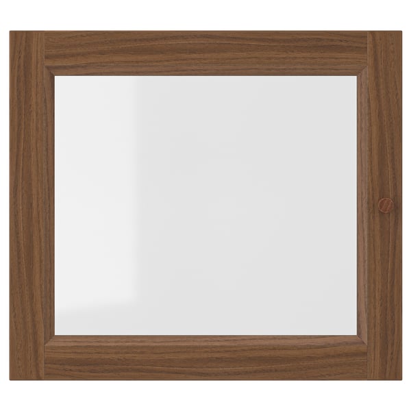 OXBERG glass door, brown walnut effect, 40x35 cm
