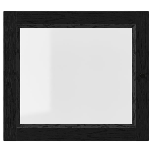 OXBERG glass door, black oak effect, 40x35 cm