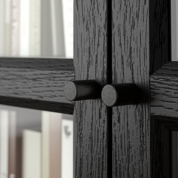 OXBERG - OXBERG Glass door, black oak effect, 40x192 cm