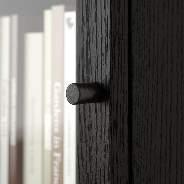 OXBERG glass door, black oak effect, 40x35 cm