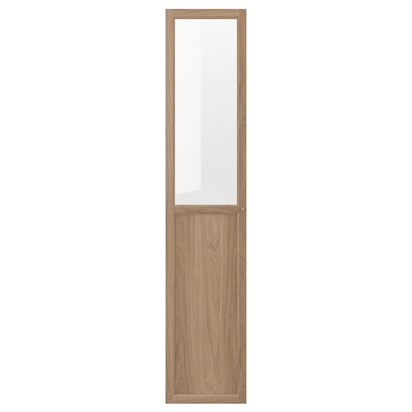 OXBERG panel/glass door, oak effect, 40x192 cm