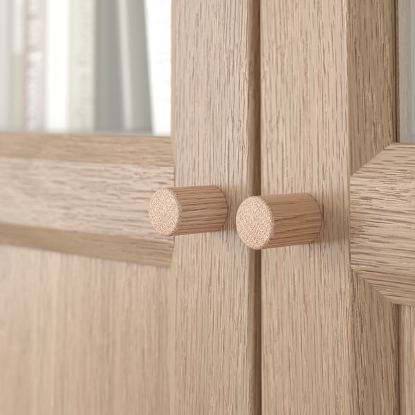 OXBERG panel/glass door, oak effect, 40x192 cm