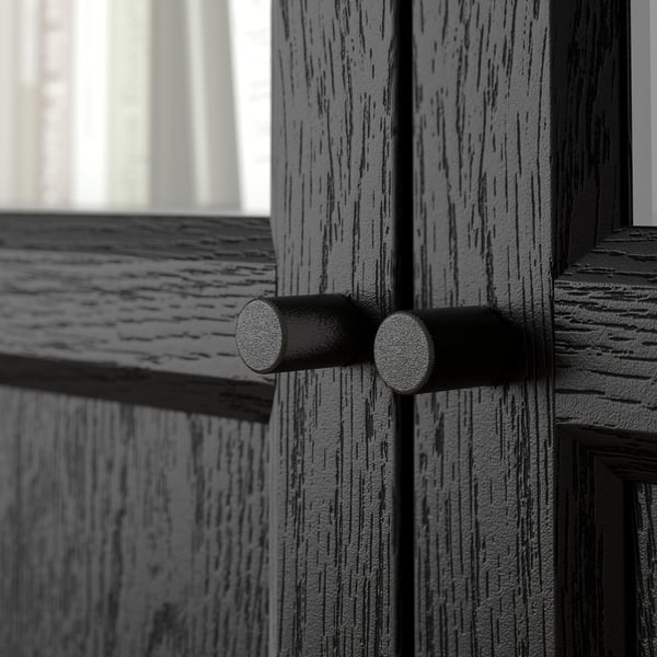 OXBERG - OXBERG Panel/glass door, black oak effect, 40x192 cm