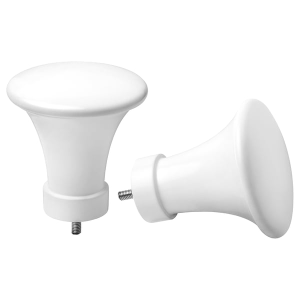 PADDFOT finials, 1 pair, metal/white, 6 cm