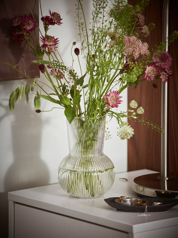 PÅDRAG vase, clear glass, 17 cm