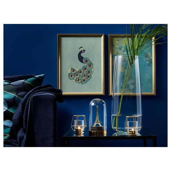 PÄRLBAND - PÄRLBAND Tealight holder, gold-colour, 10 cm