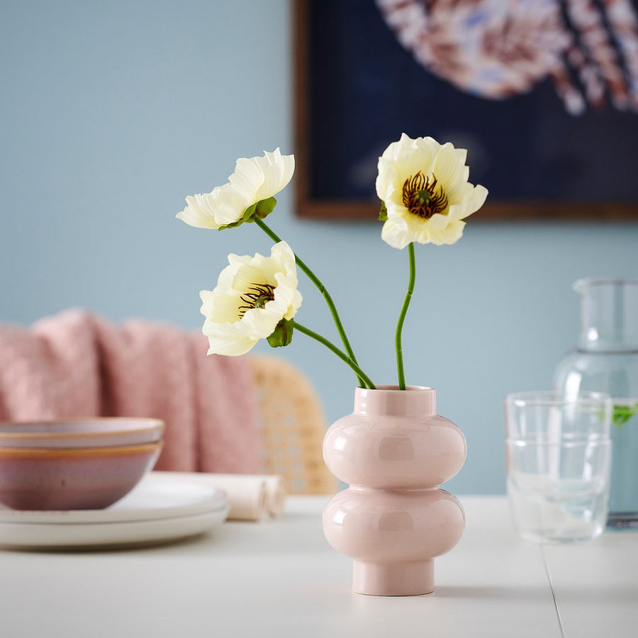PÄRLHÄGG vase, light pink, 14 cm