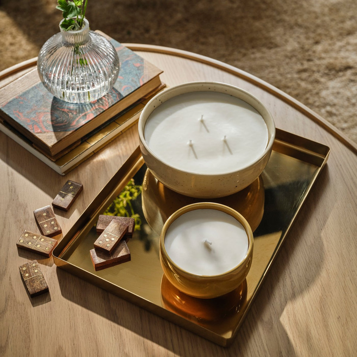 PÄRLHÖNA scented candle in ceramic jar, Rose & carnation yellow, 20 hr