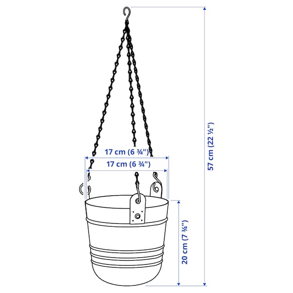 Ikea PÄRLRÖNN - Hanging pot holder, indoor/outdoor/black,15 cm