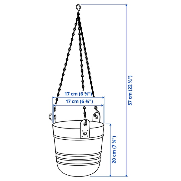 PÄRLRÖNN - PÄRLRÖNN Hanging planter, in/outdoor/black, 15 cm