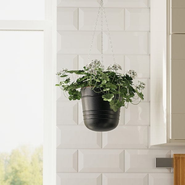 Ikea PÄRLRÖNN - Hanging pot holder, indoor/outdoor/black,15 cm