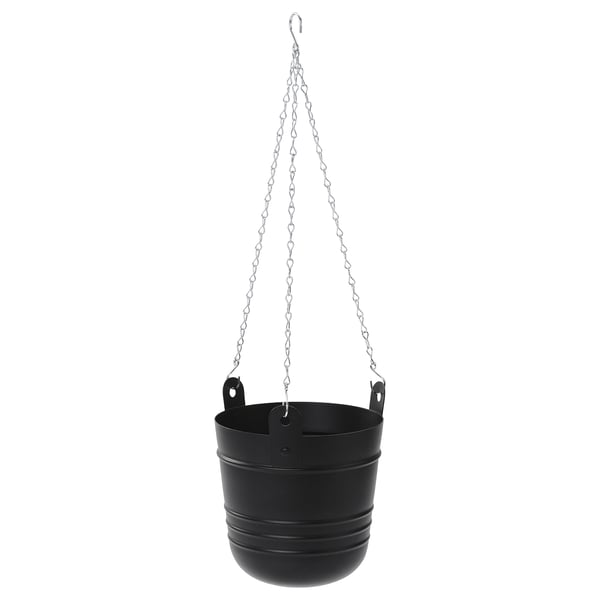 PÄRLRÖNN - PÄRLRÖNN Hanging planter, in/outdoor/black, 15 cm