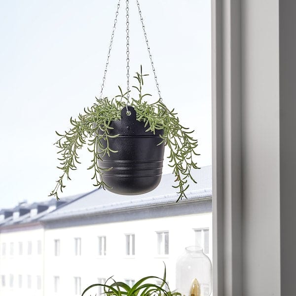Ikea PÄRLRÖNN - Hanging pot holder, indoor/outdoor/black,15 cm