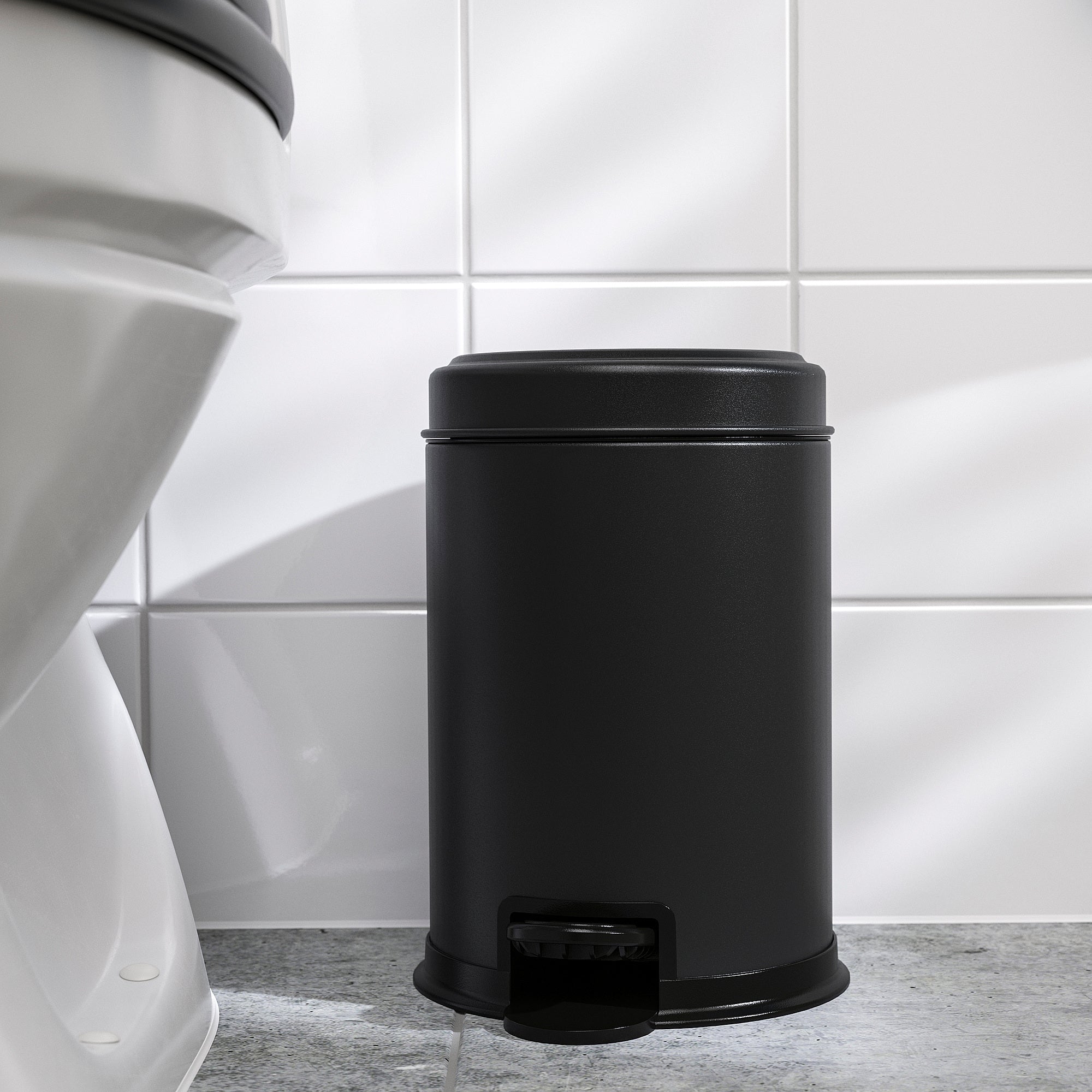 PÄRLSLINKE waste bin, black, 3 l