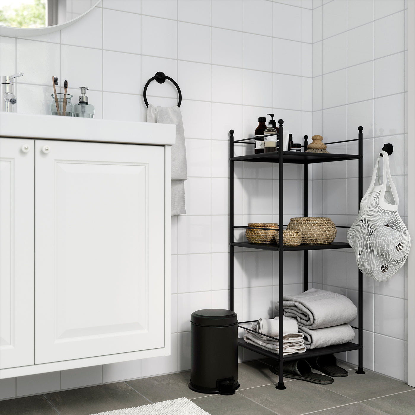 PÄRLSLINKE waste bin, black, 3 l