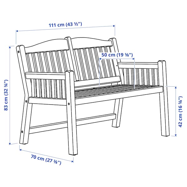 PÄRONHOLMEN - Bench with backrest, outdoor, red