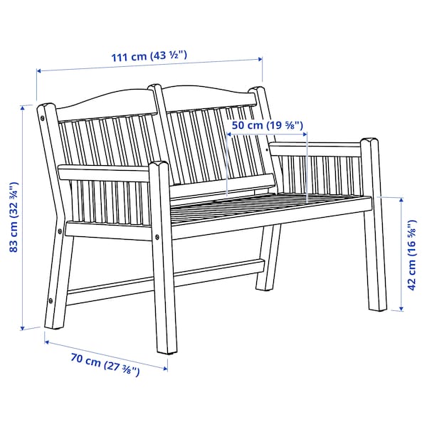 Ikea PÄRONHOLMEN - Bench with backrest, outdoor, red