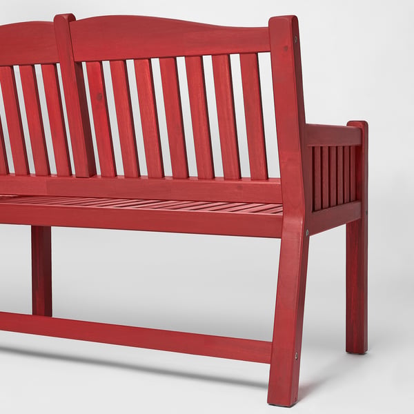 PÄRONHOLMEN bench with backrest, outdoor, red, 111x83x70 cm