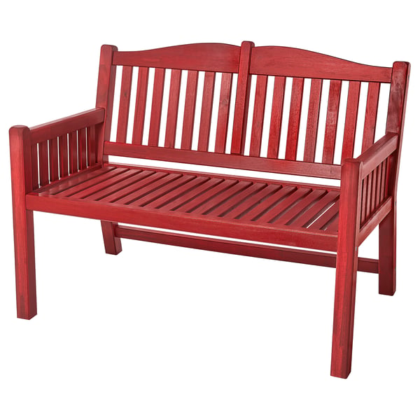 PÄRONHOLMEN bench with backrest, outdoor, red, 111x83x70 cm