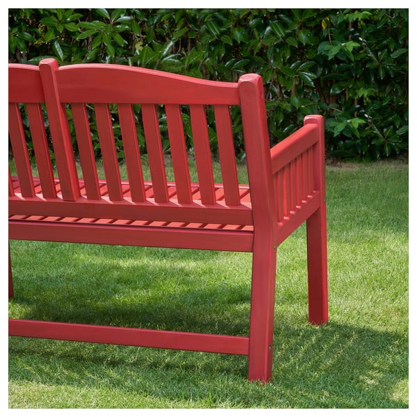 PÄRONHOLMEN bench with backrest, outdoor, red, 111x83x70 cm