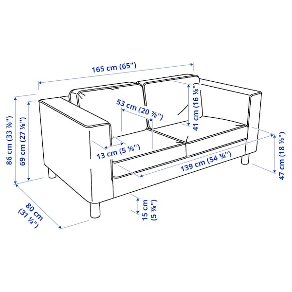 Ikea PÄRUP - 2-seater sofa, Kelinge gray-turquoise