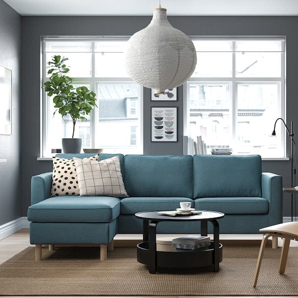 Ikea PÄRUP - Divano a 3 posti con chaise-longue, Fridtuna blu grigio scuro