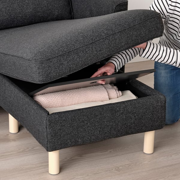 PÄRUP 3 seater sofa with chaise-longue - Gunnared dark grey ,