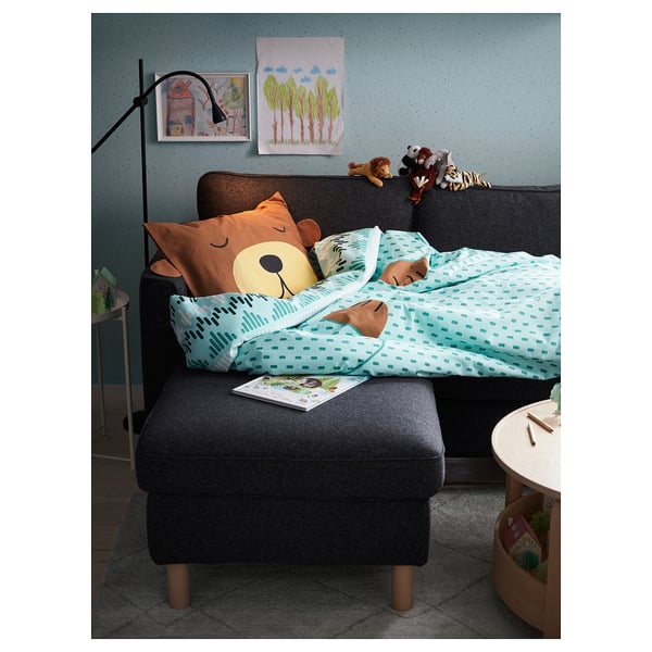 PÄRUP 3 seater sofa with chaise-longue - Gunnared dark grey ,