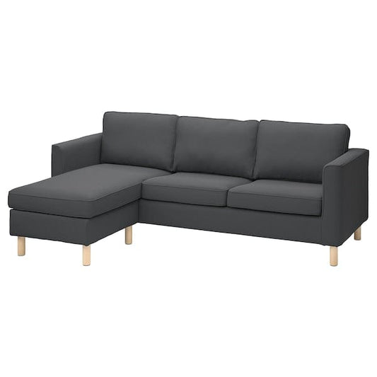 Ikea PÄRUP - 3-seater sofa with chaise-longue, Kelinge anthracite